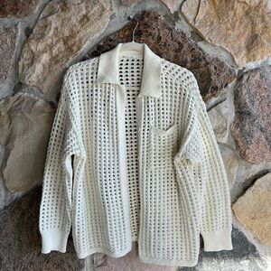 OAK + FORT Cream Crochet Cardigan